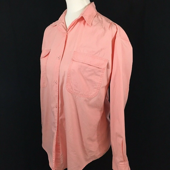 Woolrich Button Front Shirt Blouse Flap Pockets Size Small Pink - Picture 3 of 6